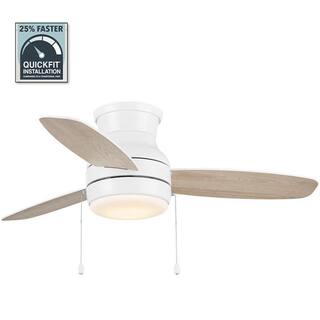 Hampton Bay Ashby Park 44 in. White Color Changing Integrated LED Matte White Indoor Ceiling Fan with Light and 3 Reversible Blades 59248