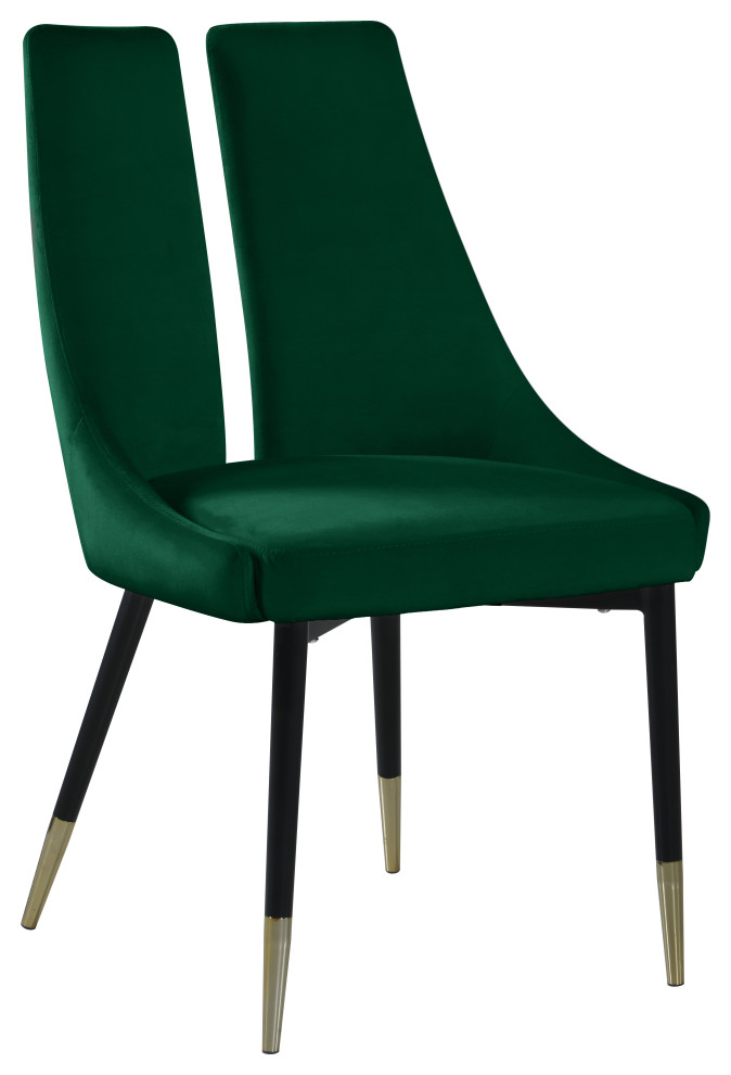 Sleek Velvet Upholstered Dining Chair  Set of 2   Midcentury   Dining Chairs   by Meridian Furniture  Houzz