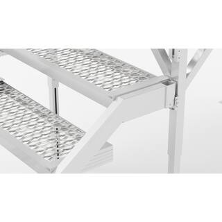 EZ-ACCESS Fortress 29 in. to 42.5 in. H OSHA Compliant Aluminum 4-Riser Stair System with Grip Grate Tread and Platform FORGG2942