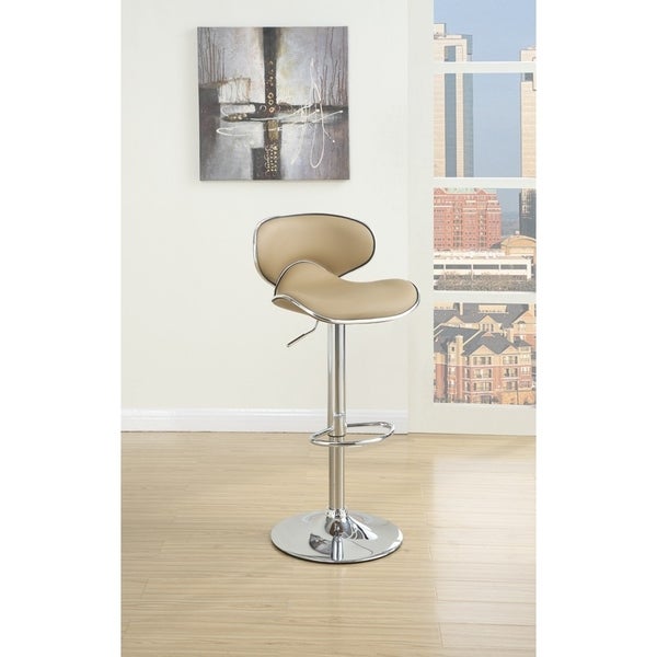 Modish Bar Stool With Gas Lift Brown And Silver Set of 2