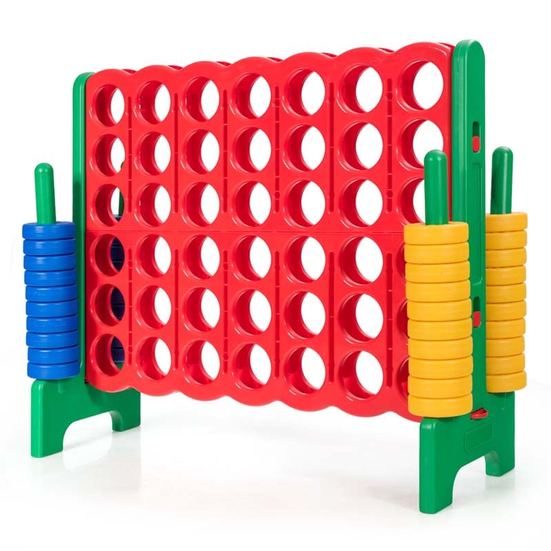 Giant 4-In-A-Row, Jumbo 4-to-Score Giant Game Set with 42 Jumbo Rings & Quick-Release Slider