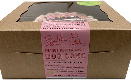 Bubba Rose Biscuit Co. Natural Peanut Butter Flavored Pink Birthday Cake Crunchy Dog Treats， 4 count