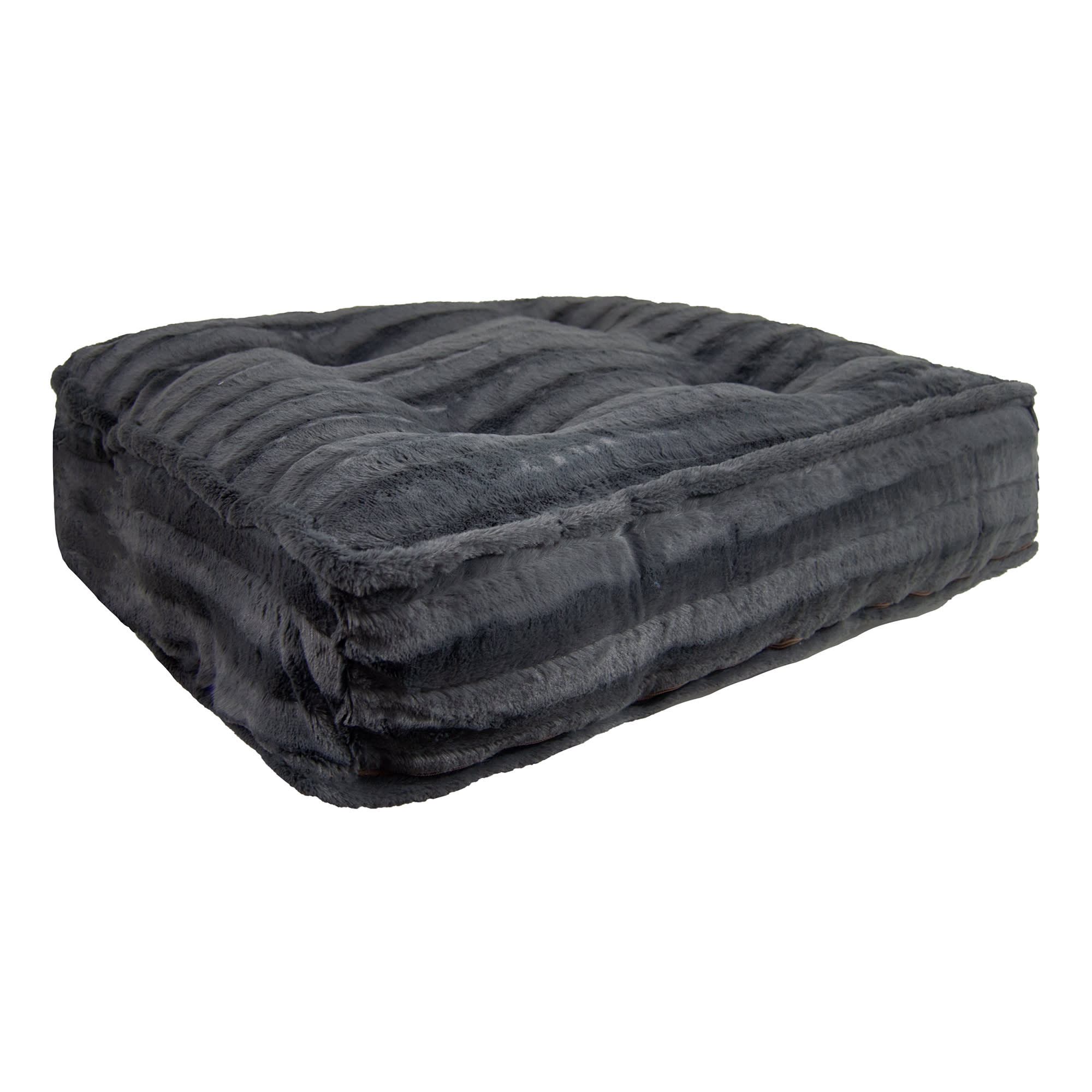 Bessie and Barnie Gravel Stone Luxury Extra Plush Faux Fur Rectangle Dog Bed， 28