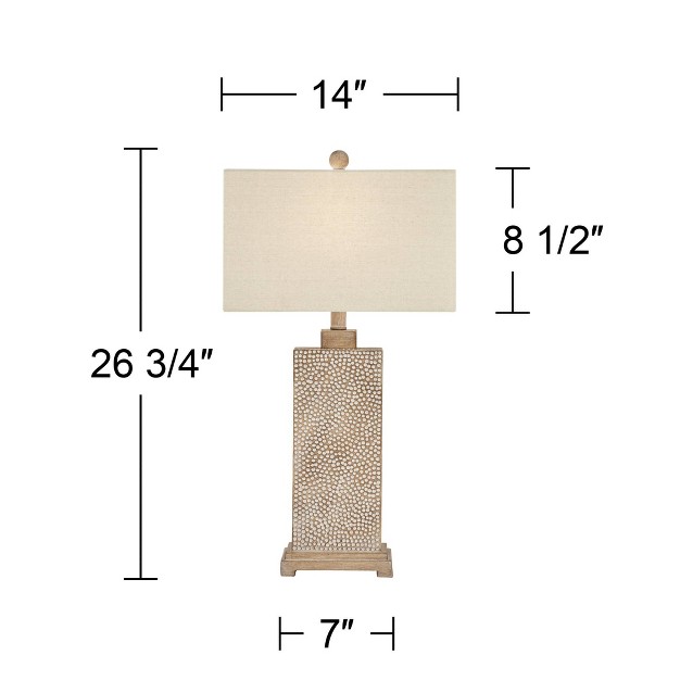 High Set Of 2 Earth Tone Hammered Oatmeal Fabric Rectangular Shade For Bedroom Living Room