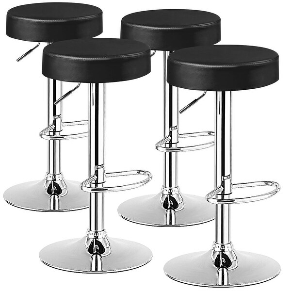 Costway Set of 4 Round Bar Stool Adjustable Swivel Pub Chair w/