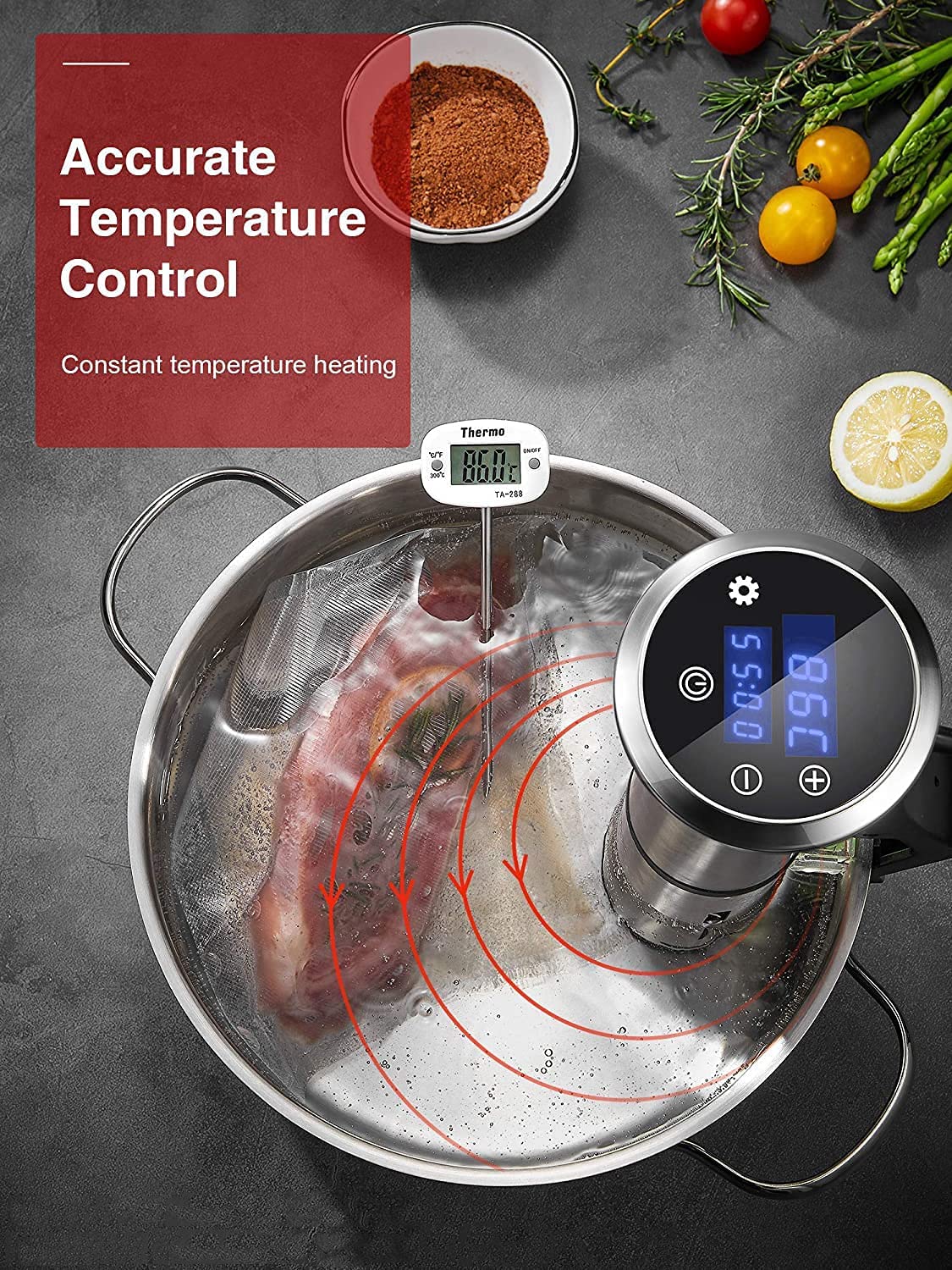 Sous Vide, 1200W Slow Cooker with LED Touch Screen SV-8006