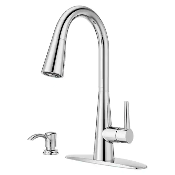 Pfister Barulli Single Handle Pull Down Sprayer Kitchen Faucet with Deckplate Included