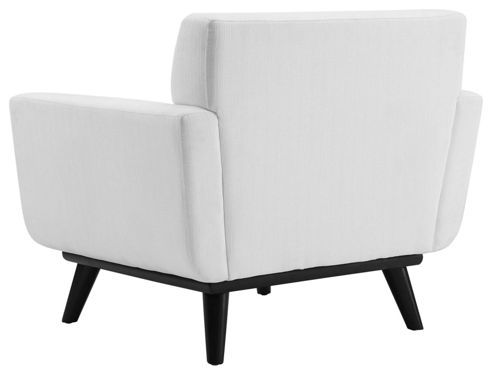 Tufted Armchair Accent Chair  Fabric  White  Modern  Living Lounge Hospitality   Midcentury   Armchairs And Accent Chairs   by House Bound  Houzz