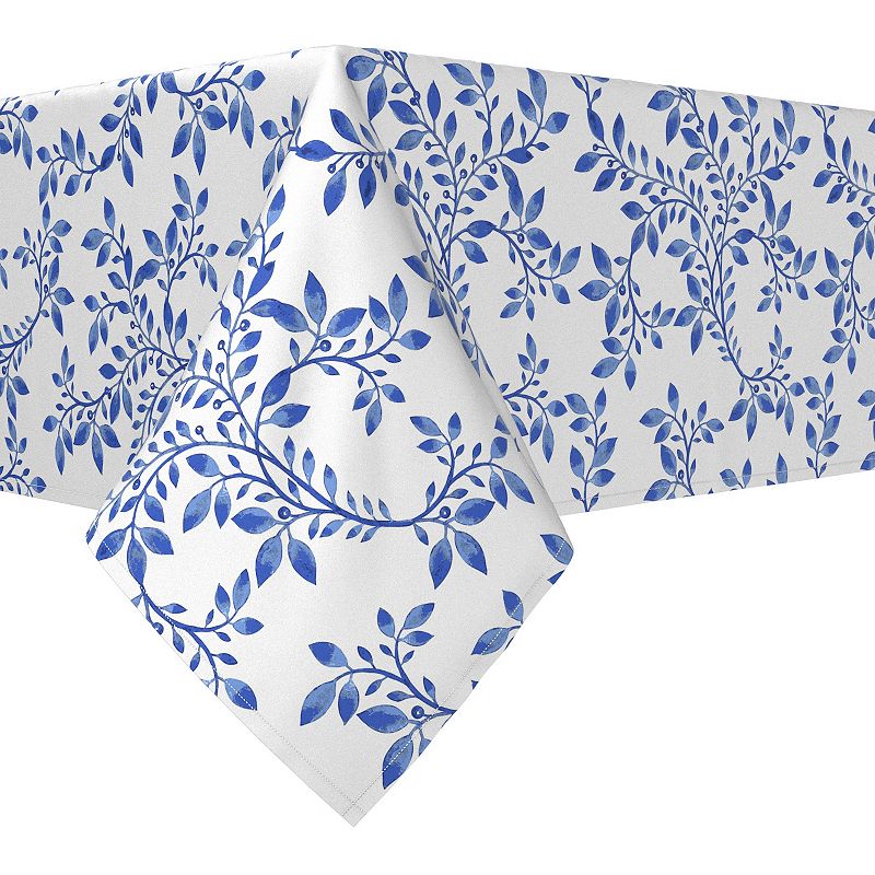 Rectangular Tablecloth， 100% Cotton， 60x120， Swirly Blue Vines