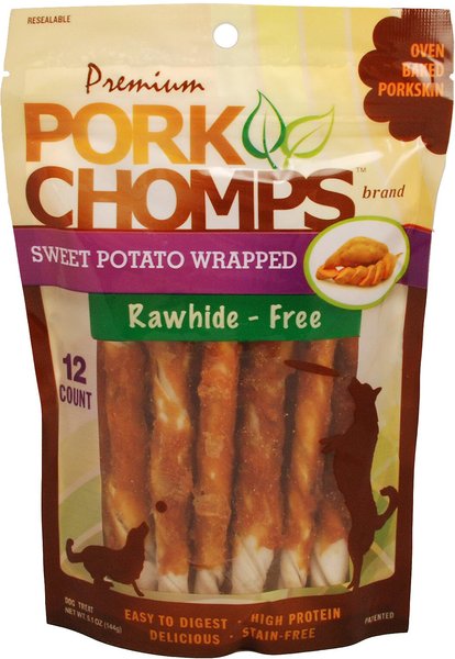 Premium Pork Chomps Sweet Potato Wrapped Twists Dog Treats