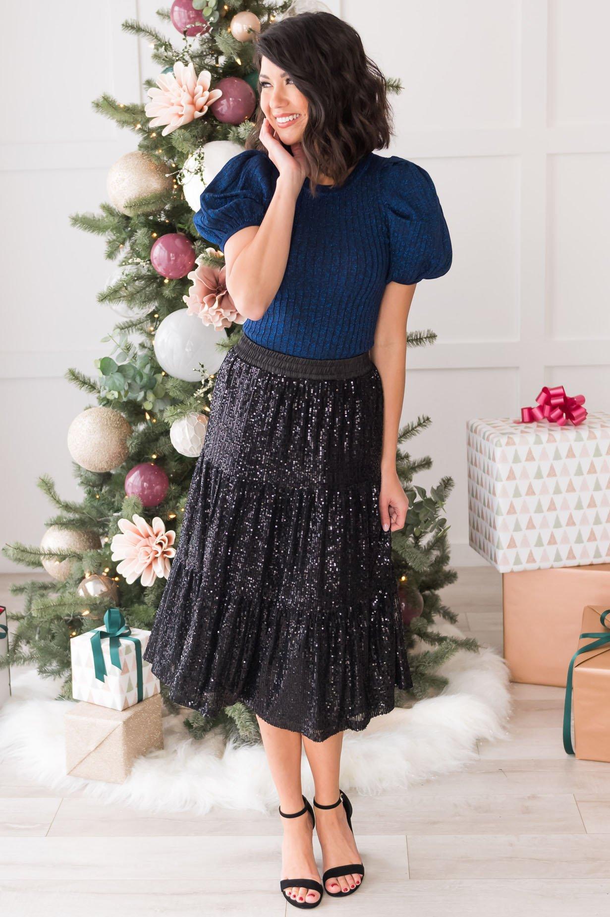 Dazzle Glam Sleigh Ride Sequin Skirt