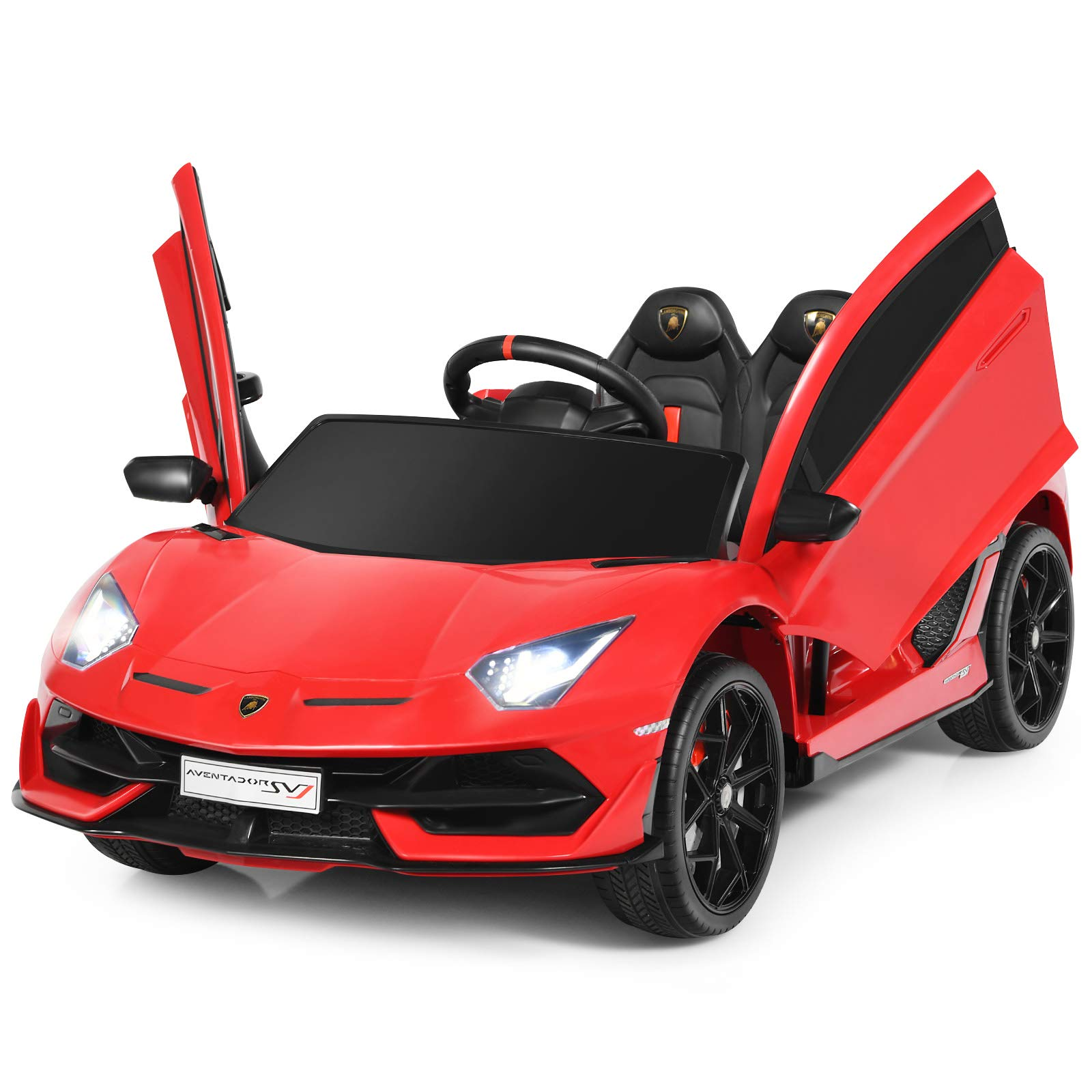 Costzon Ride on Car, Licensed Lamborghini Aventador SVJ,12V Battery Powered Car w/ 2.4G Remote Control