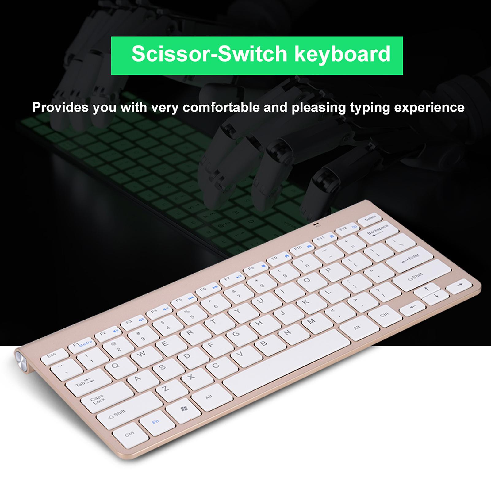 Slim 2.4ghz Wireless Keyboard And Mouse Kit For Desktop Laptop Gold