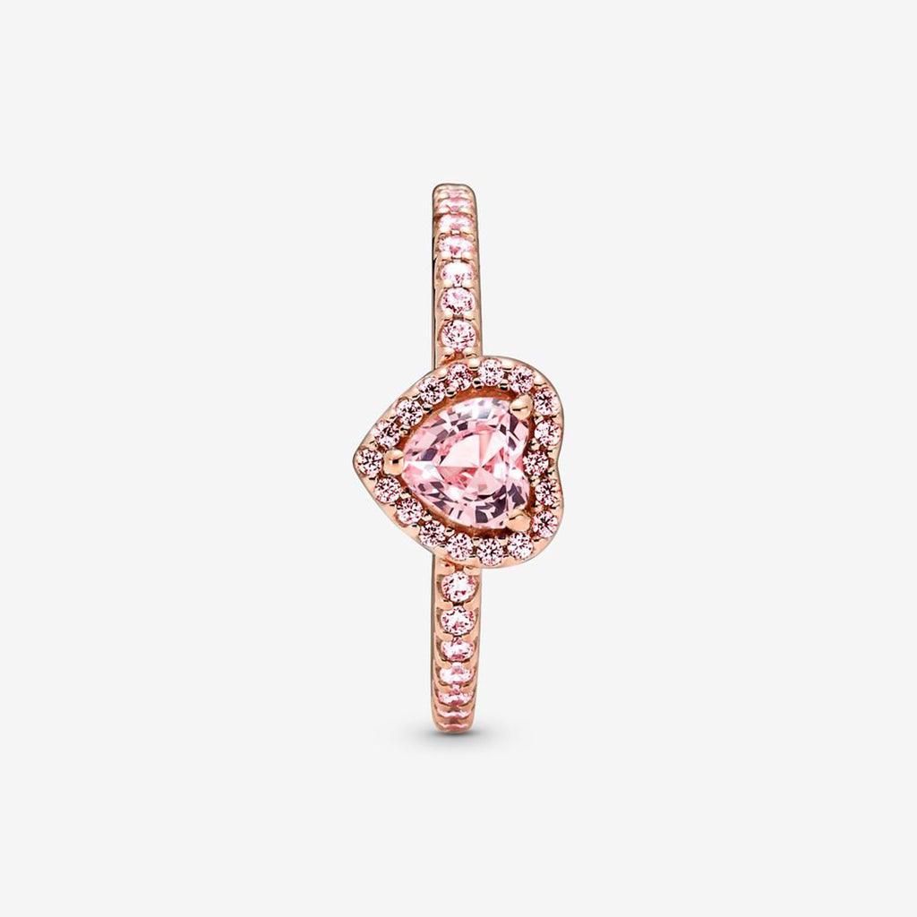 PANDORA  Sparkling Elevated Heart Ring - Pink