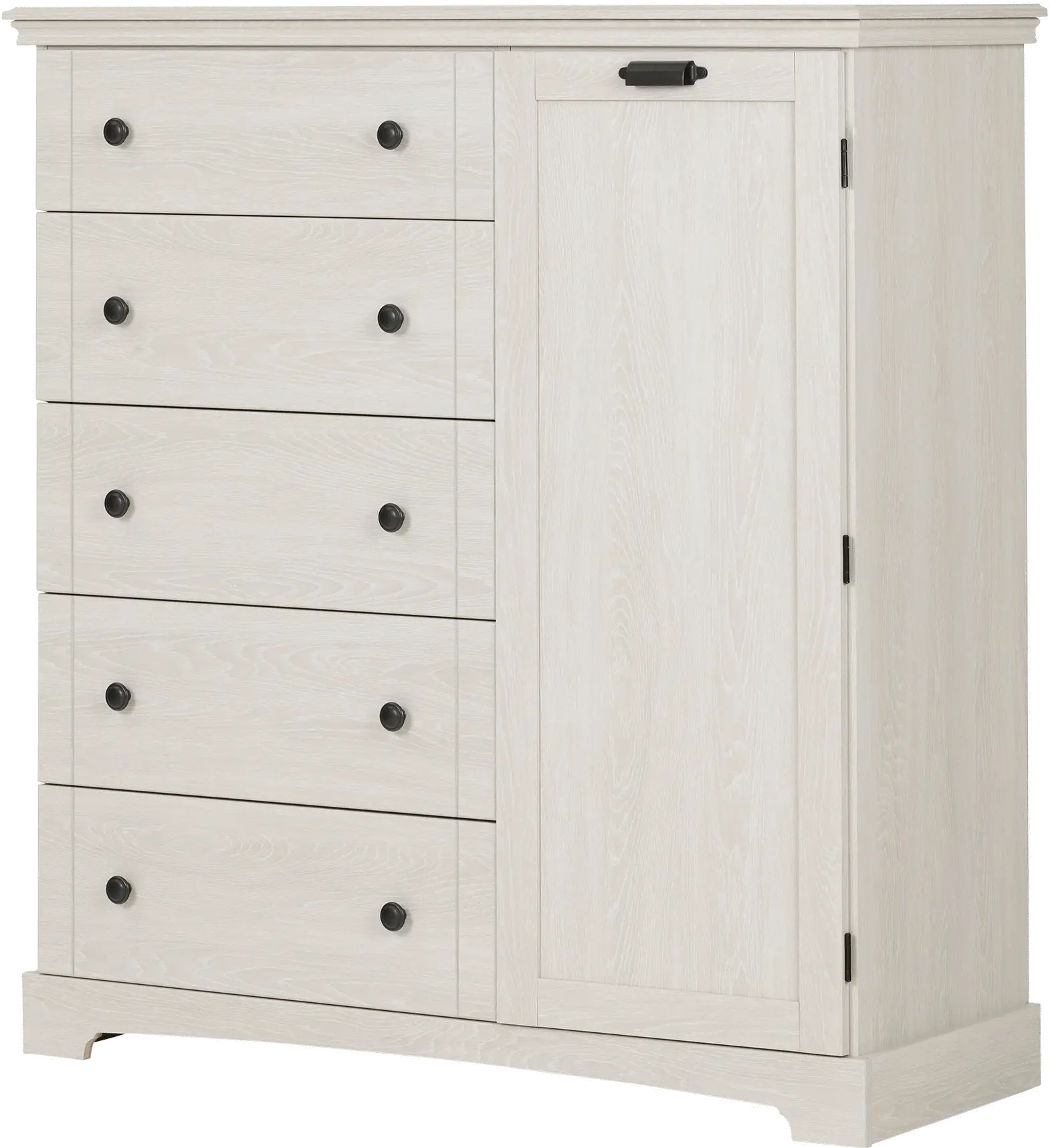 Lilak Winter Oak White Door Chest with Drawers - South Shore