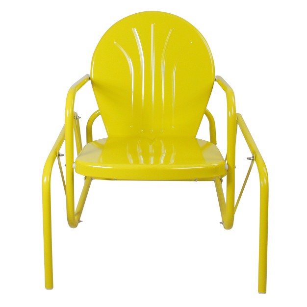 Northlight Outdoor Retro Metal Tulip Glider Patio Chair Yellow