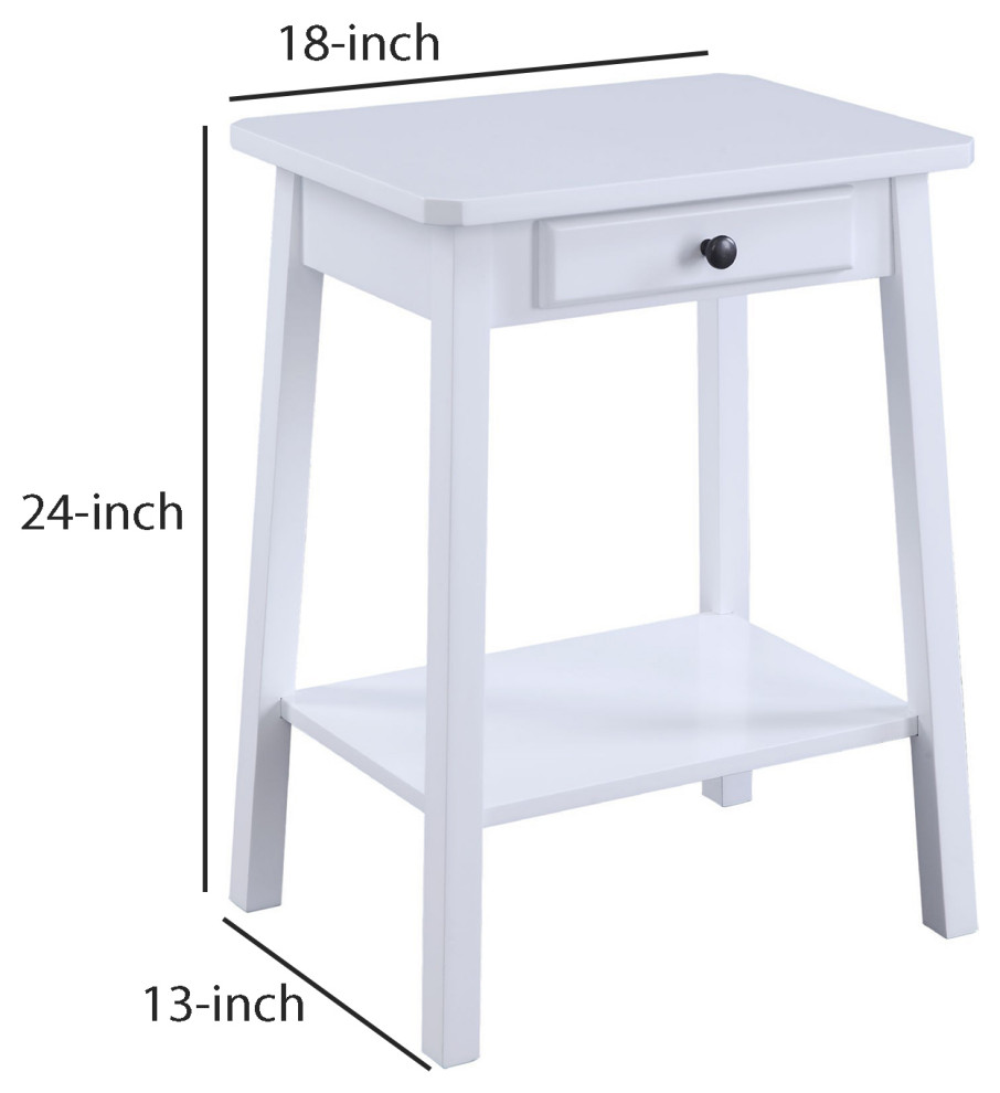 Benzara BM250309 MDF Accent Table With 1 Drawer and Open Shelf  White   Transitional   Side Tables And End Tables   by Uber Bazaar  Houzz