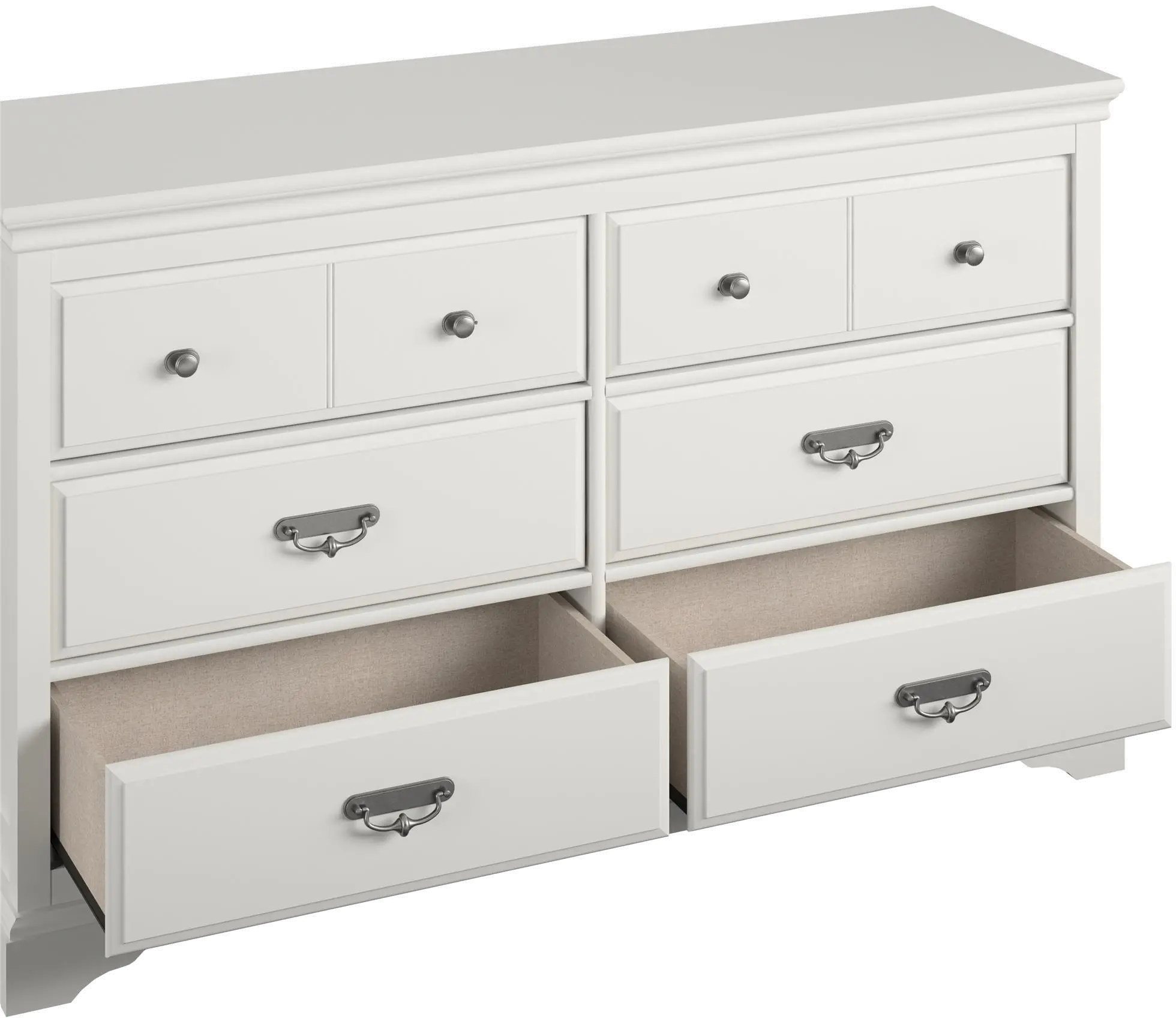 Bristol Traditional White 6-Drawer Dresser