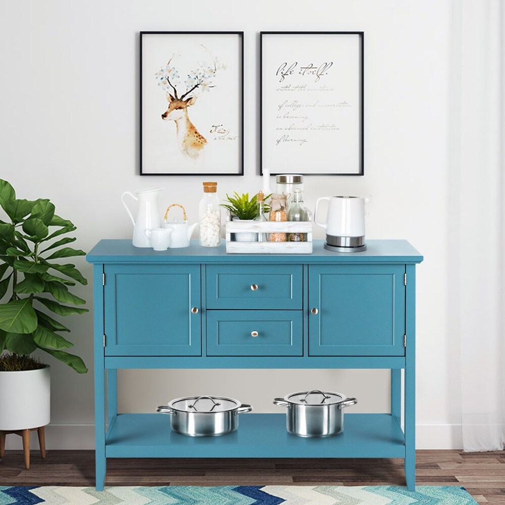 Costway Sideboard Buffet Table Wooden Console Table w/ Drawers