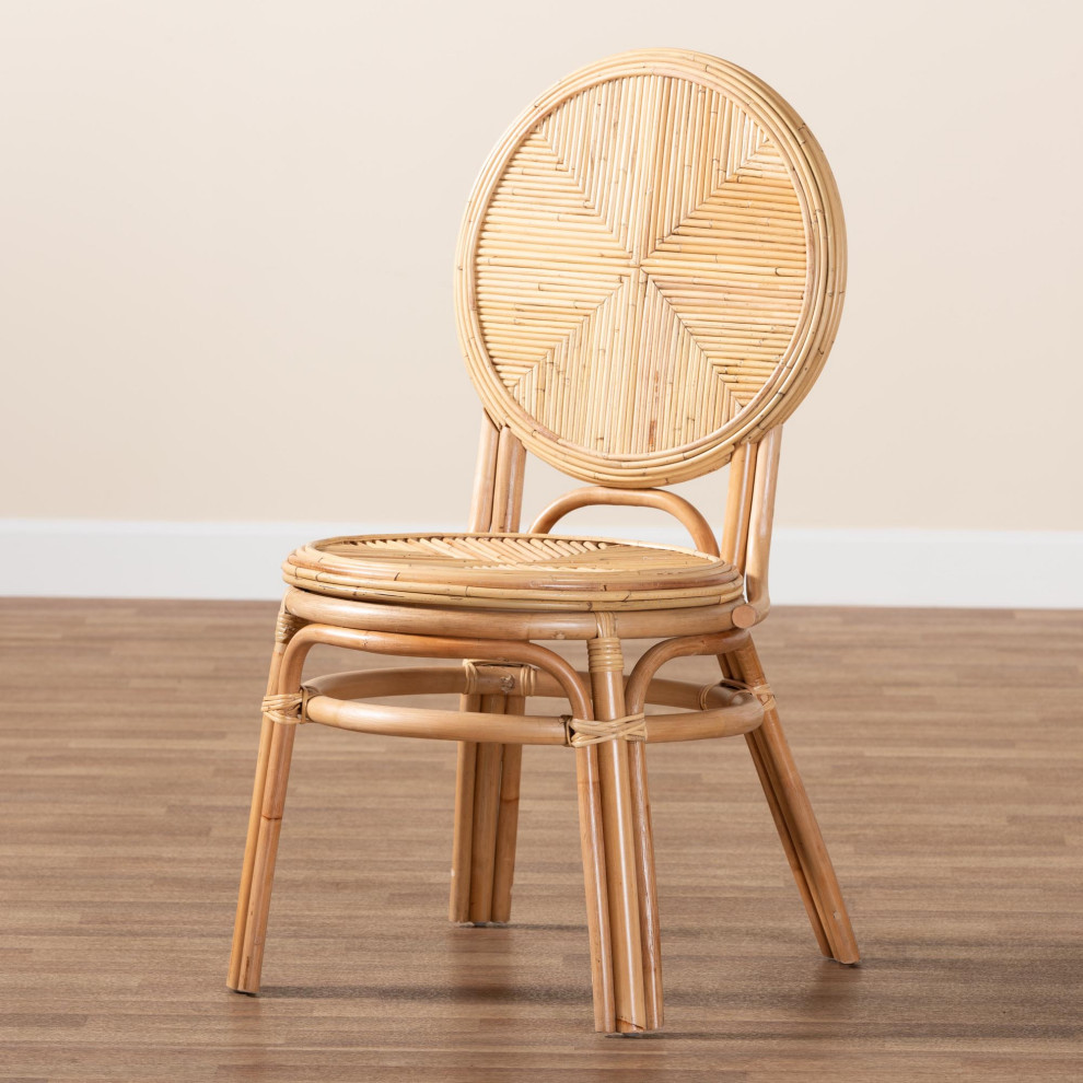 Vina Natural Brown Rattan Dining Chair   Beach Style   Dining Chairs   by Baxton Studio  Houzz