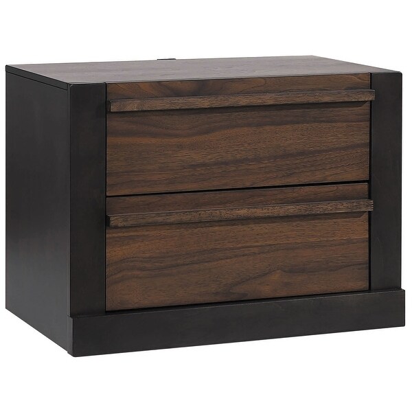 Gracia Walnut and Black 3-piece Bedroom Set with 2 Nightstands - - 36058681