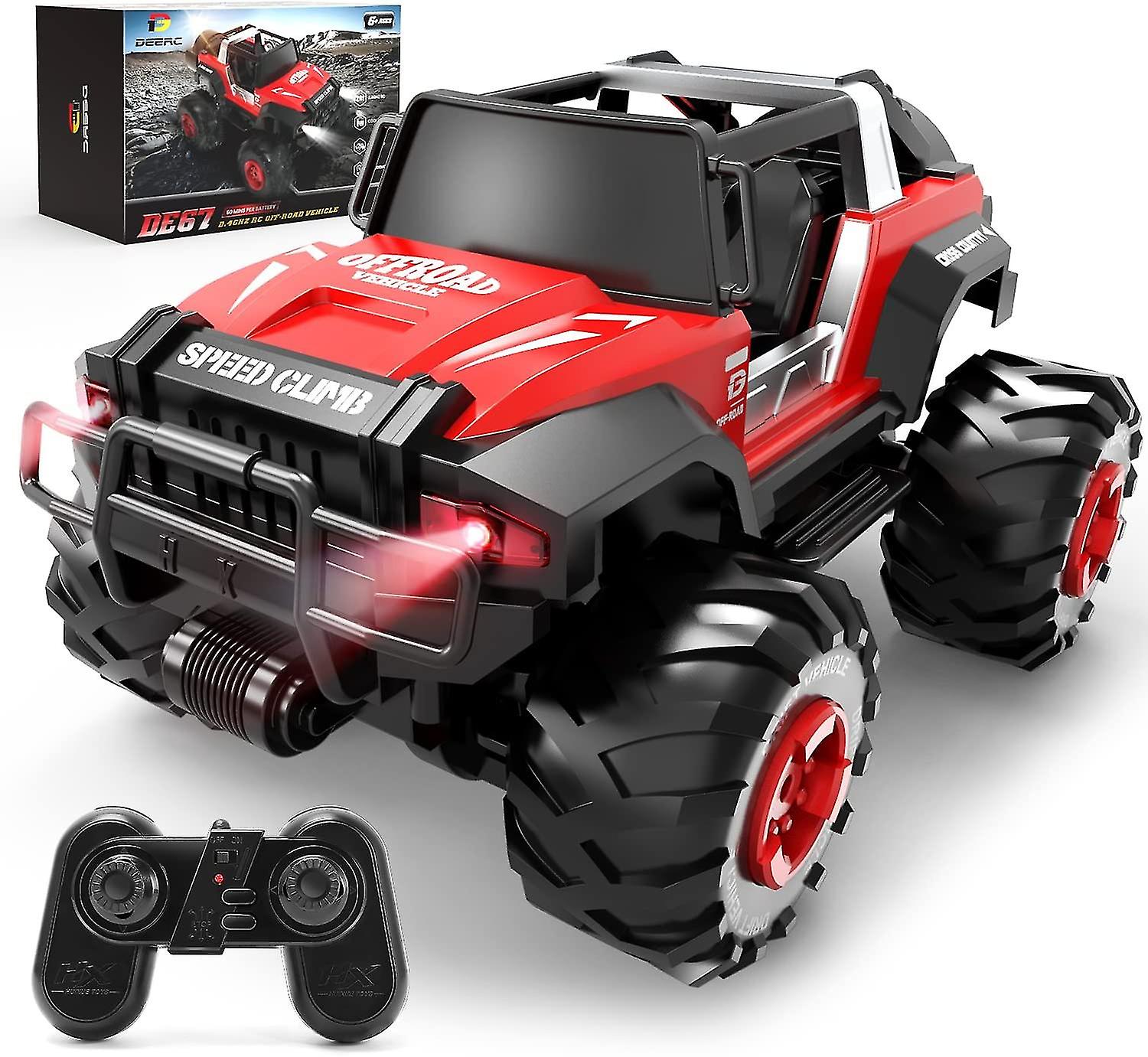 Large Remote Control Car， 1:14 Jeep Crawler W/ Led Light， Rc Racing Cars， All Terrain Suv， 2.4ghz Off-road Vehicle Toy Car For Kids Adults， Auto Mode，