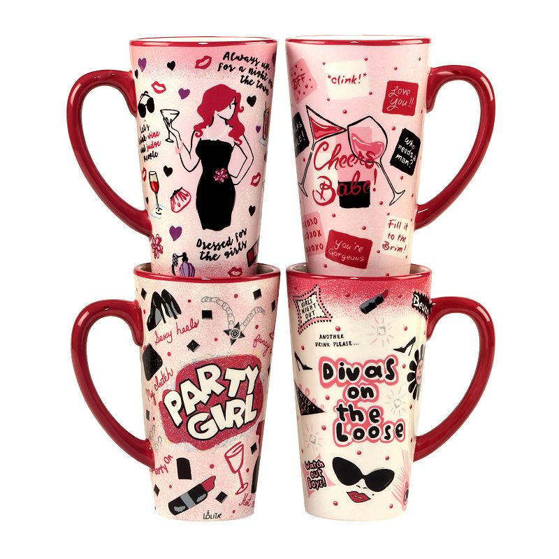 Certified International Lolita Divas on the Loose 4-pc. Latte Mug Set