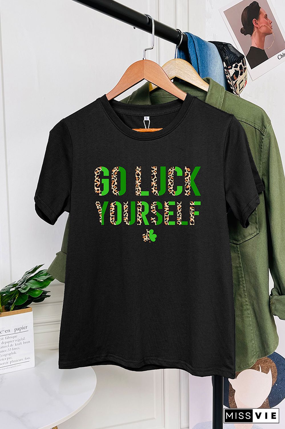 Go Luck Yourself Print Short Sleeve Graphic Tee Wholesale