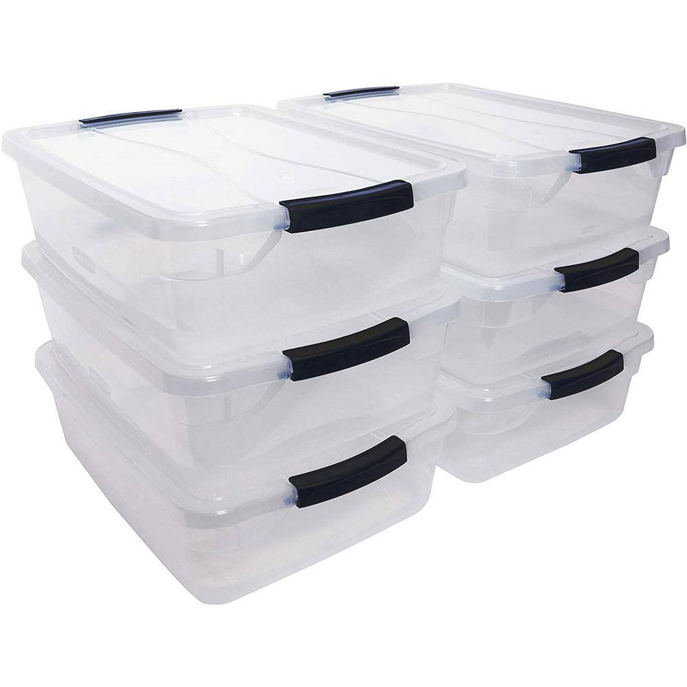 Rubbermaid Cleverstore 16 Qt. Plastic Storage Tote Container w Lid (12 Pack) 2 x RMCC160001-6pack