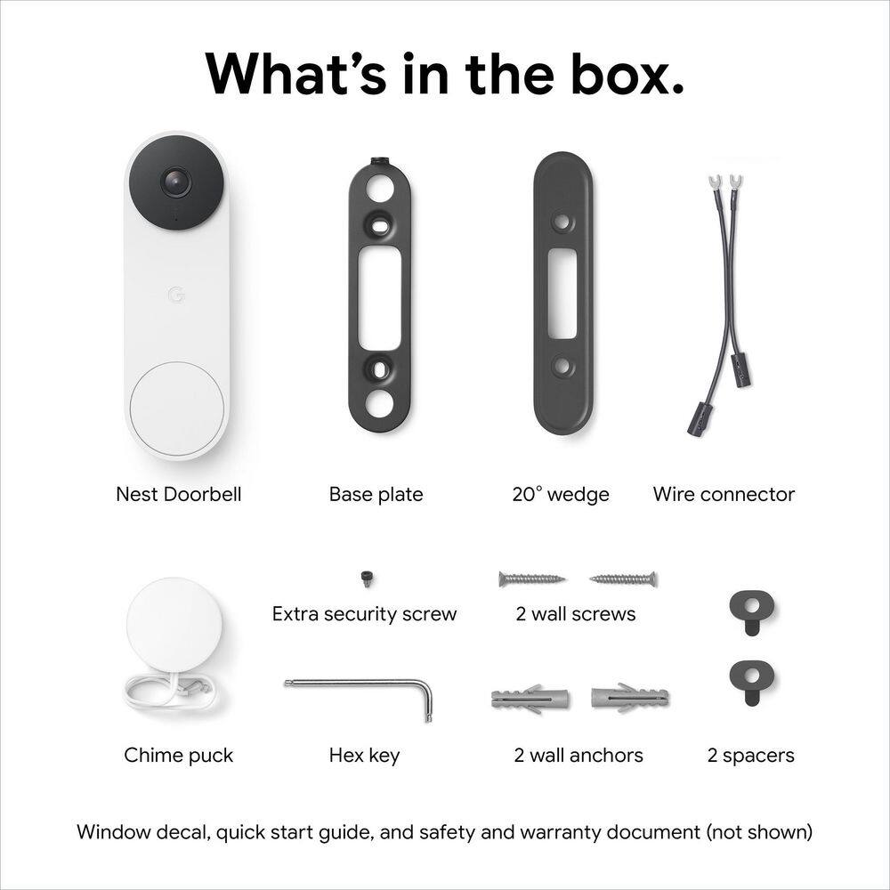 Google Nest Doorbell (Wired 2nd Gen) - Snow GA02767-US