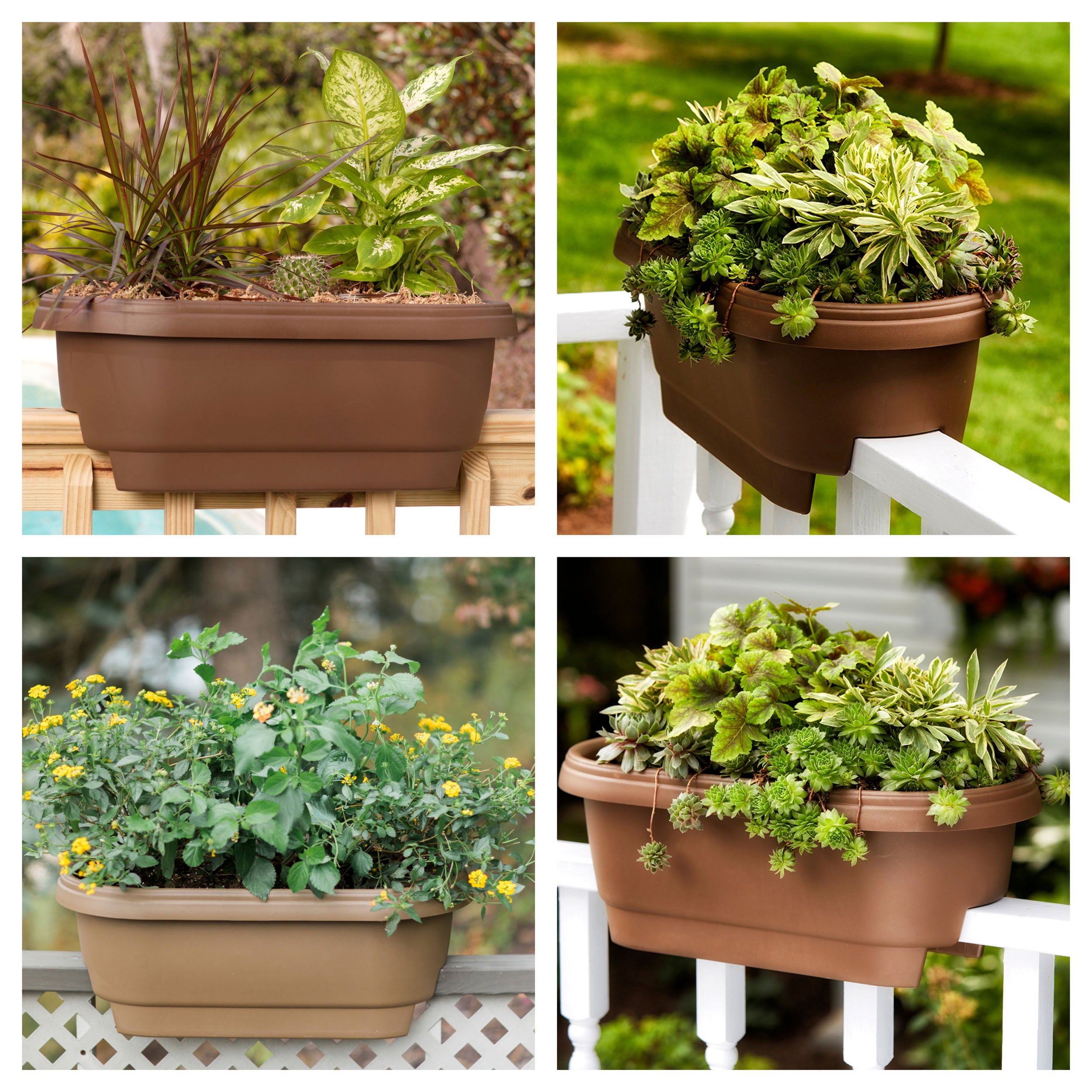 Bloem Deck Rail Planter Deck Rail Planter 24 x 9 Plastic Rectangle Terracotta