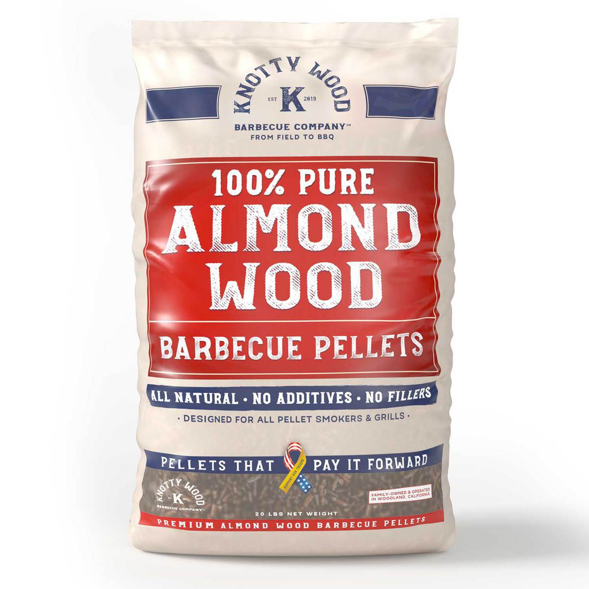 KNOTTY WOOD 100% Almond Wood BBQ Pellets  20lbs