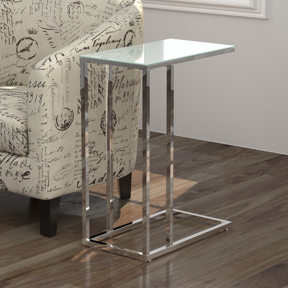 Coaster Furniture Stella Chrome and White Glass Top Accent Table