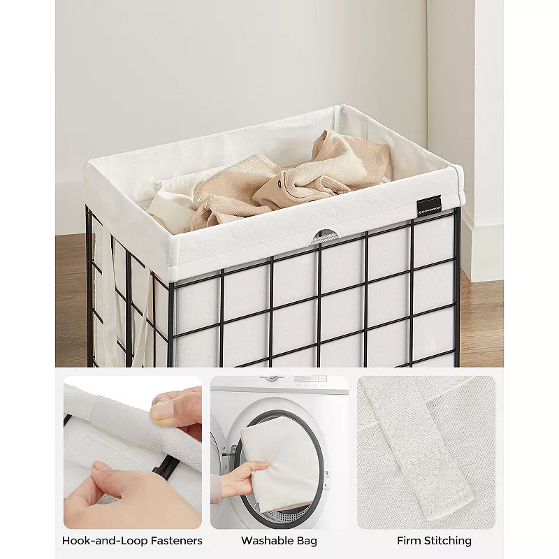 90l Laundry Collapsible Hamper With Metal Frame