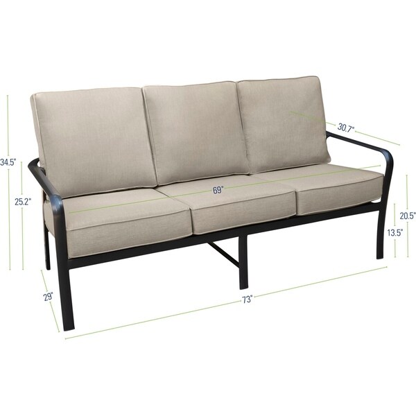 Hanover Cortino 5Piece CommercialGrade Patio Seating Set with 2 Cushioned Club Chairs，Sofa，and Coffee and Side Table