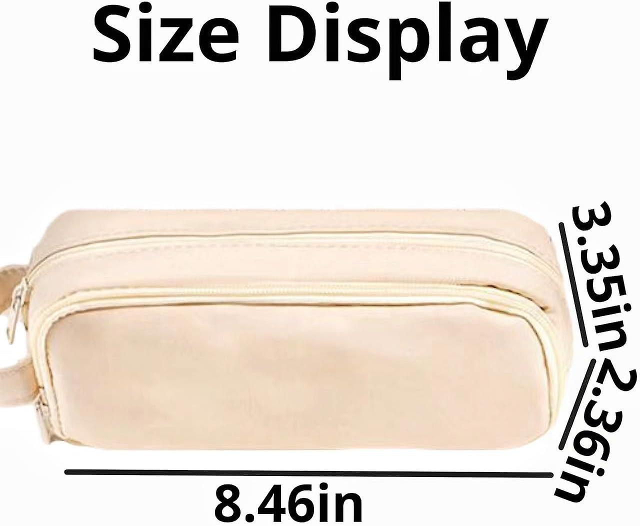 Pencil Case Big Capacity With Large Pencil Pouch Pen Bag Box Organizer Simple Storage Aesthetic Stationery Cosmetic For Adults Men Women (beige)