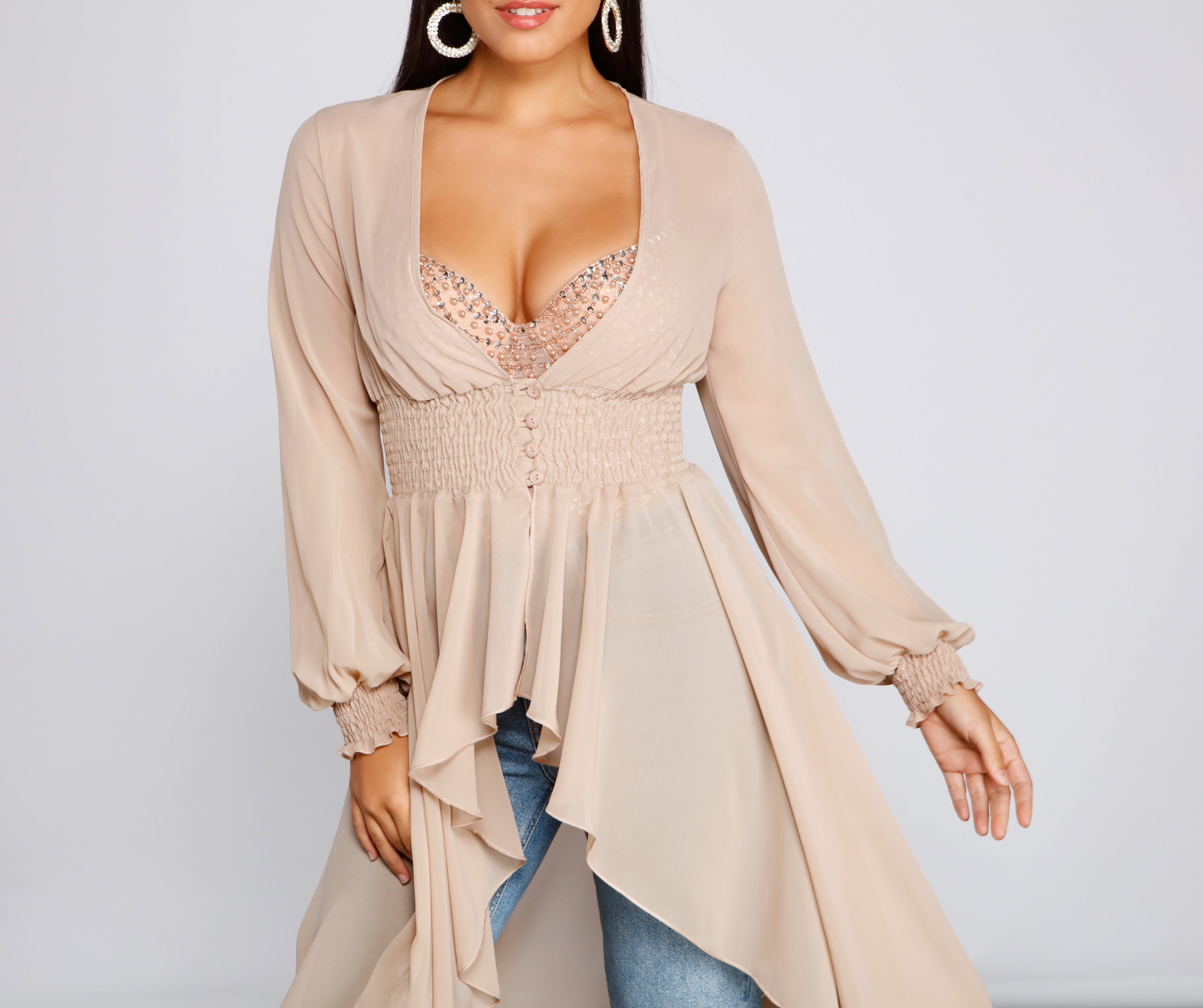 Chic Chiffon High Low Duster