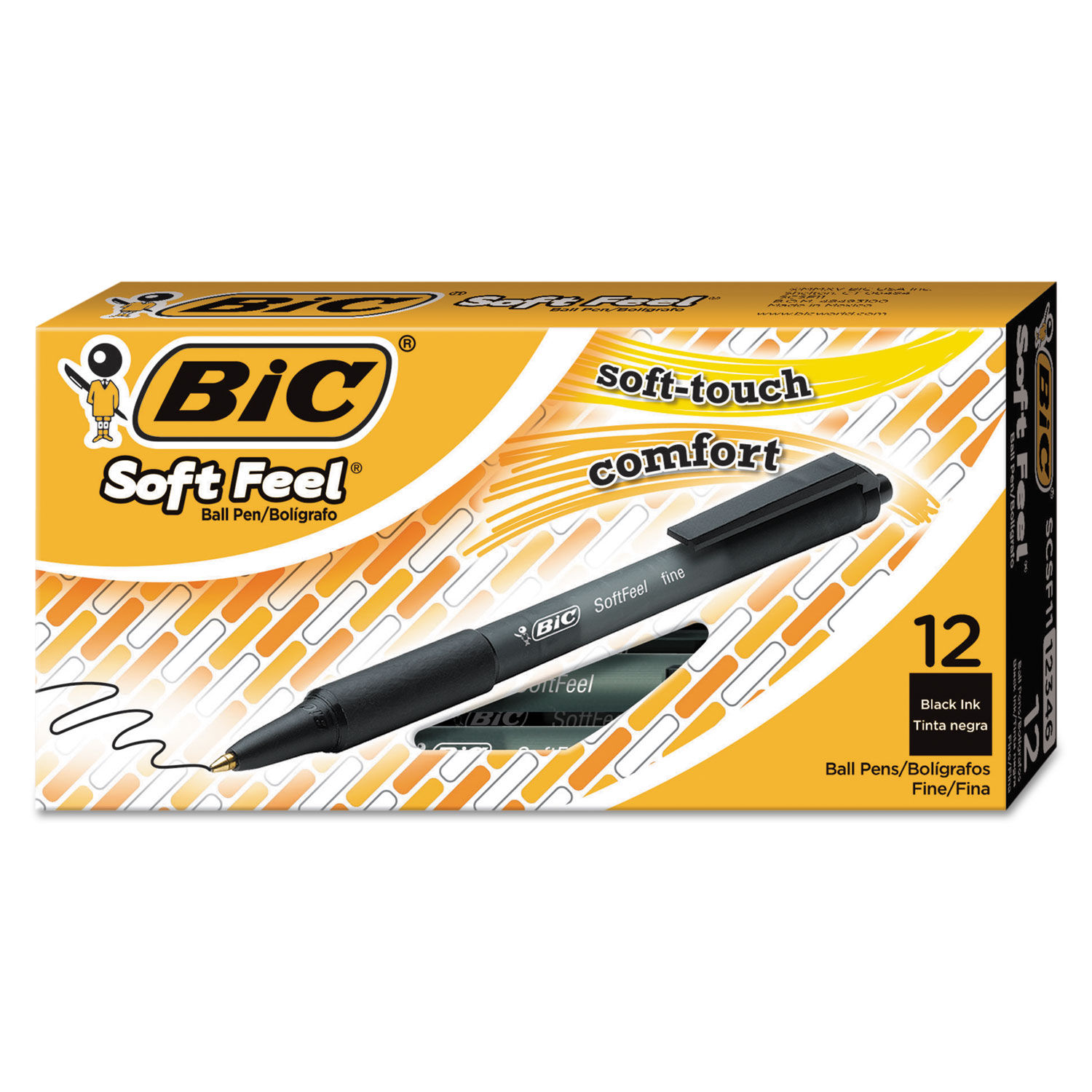 Soft Feel Ballpoint Pen by BICandreg; BICSCSF11BK