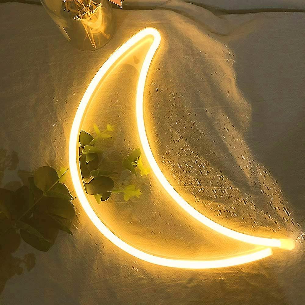 Warm White Moon Neon Sign Art Wall Decor Usb Battery Powered Neon Sign Night Light Lamp