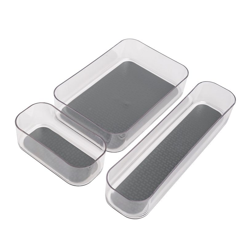 Acrylic Drawer Organizer with Non-Slip Lining - 3 Piece Set