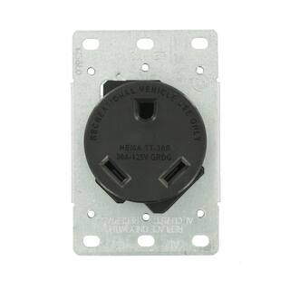 Leviton 30 Amp Flush Mount Shallow Single Outlet Black R10-07313-S00