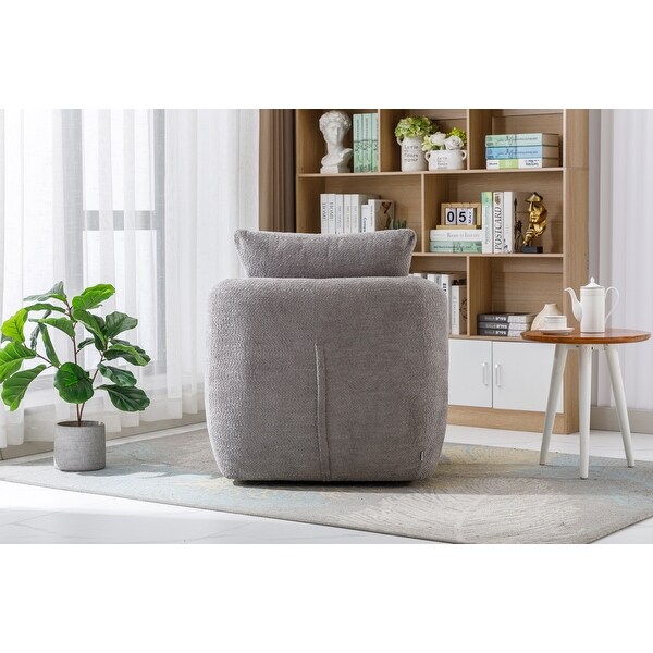 Swivel Barrel Sofa Accent Chairs Round Armchair Living Room Chairs with 360 Degree Swivel Lounge Arm Chair， Grey