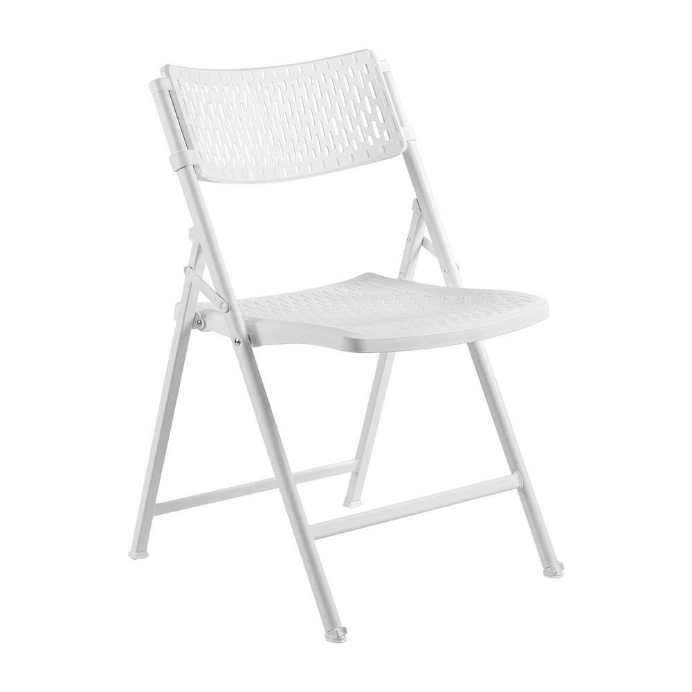 National Public Seating Oversized 18 in. Premium White Polypropylene Seat Metal AirFlex Series Folding Chair (Set of 4 Chairs) 1421