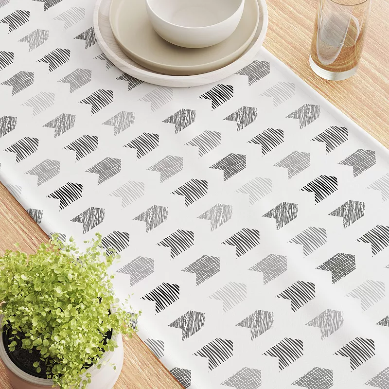 Table Runner， 100% Polyester， 14x108， Grey Geometric Arrows