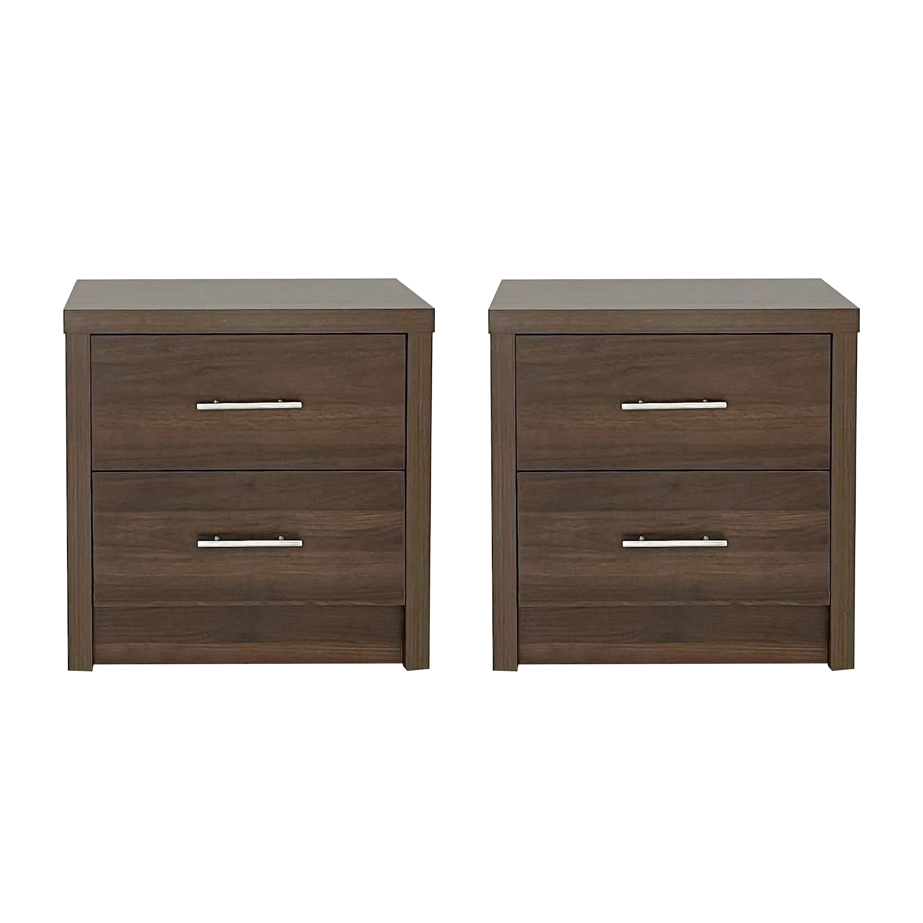 Marlette Modern 2 Drawer Nightstands, Set of 2