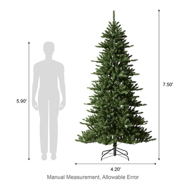 Glitzhome 7.5ft PreLit Green Slim Fir Christmas Tree with 400 LED Lights