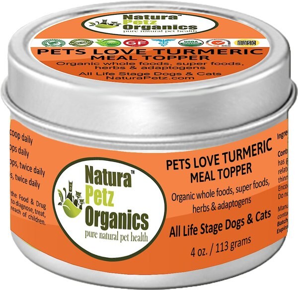 Natura Petz Organics Pets Love Turmeric Turkey Flavored Powder Immune Supplement for Dogs， 4-oz tin