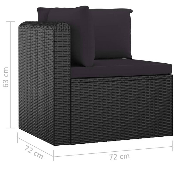 11 Piece Garden Lounge Set with Cushions Poly Rattan Black - Overstock - 35106166