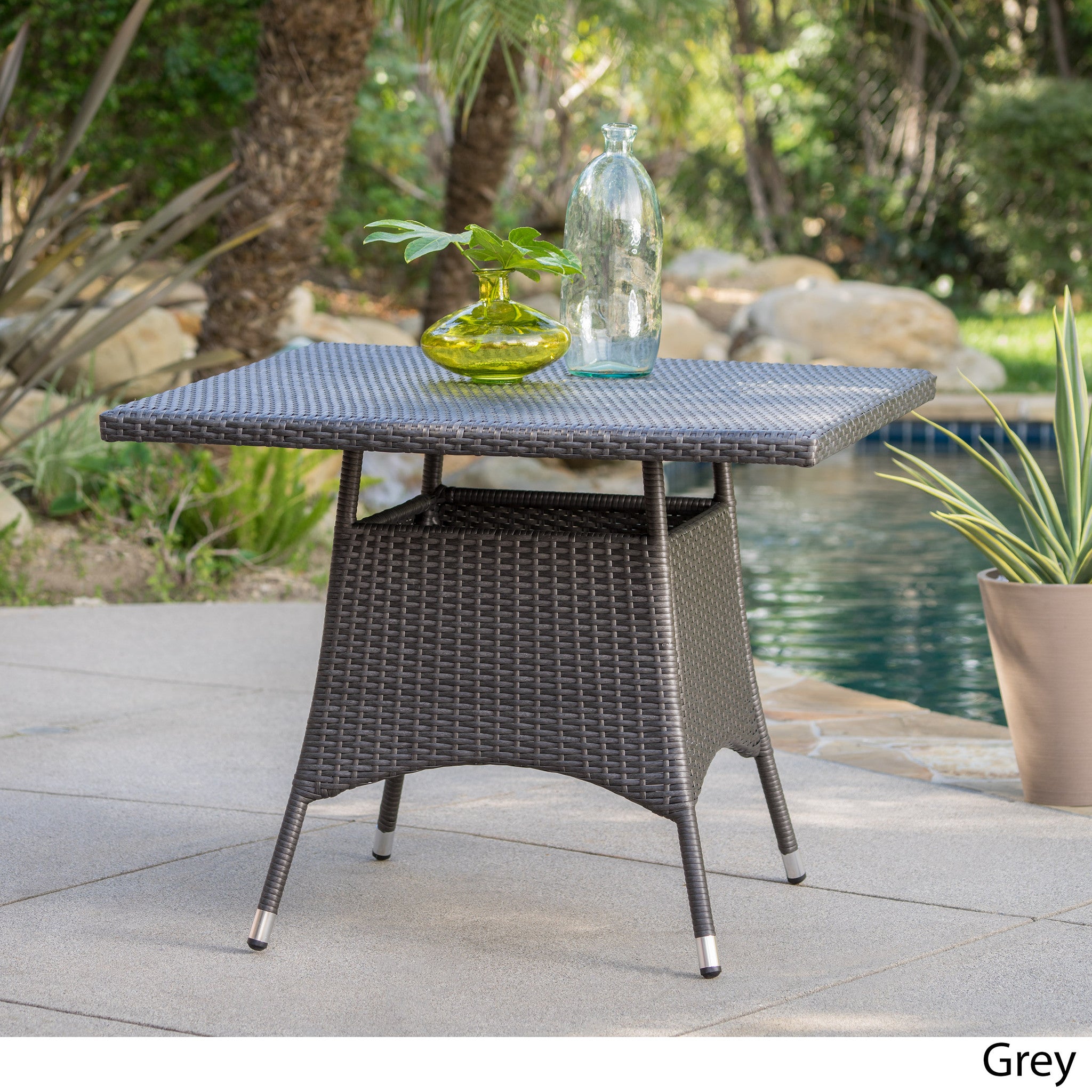 Pattinson Outdoor 5 Piece Grey Wicker Dining Set with Cushions