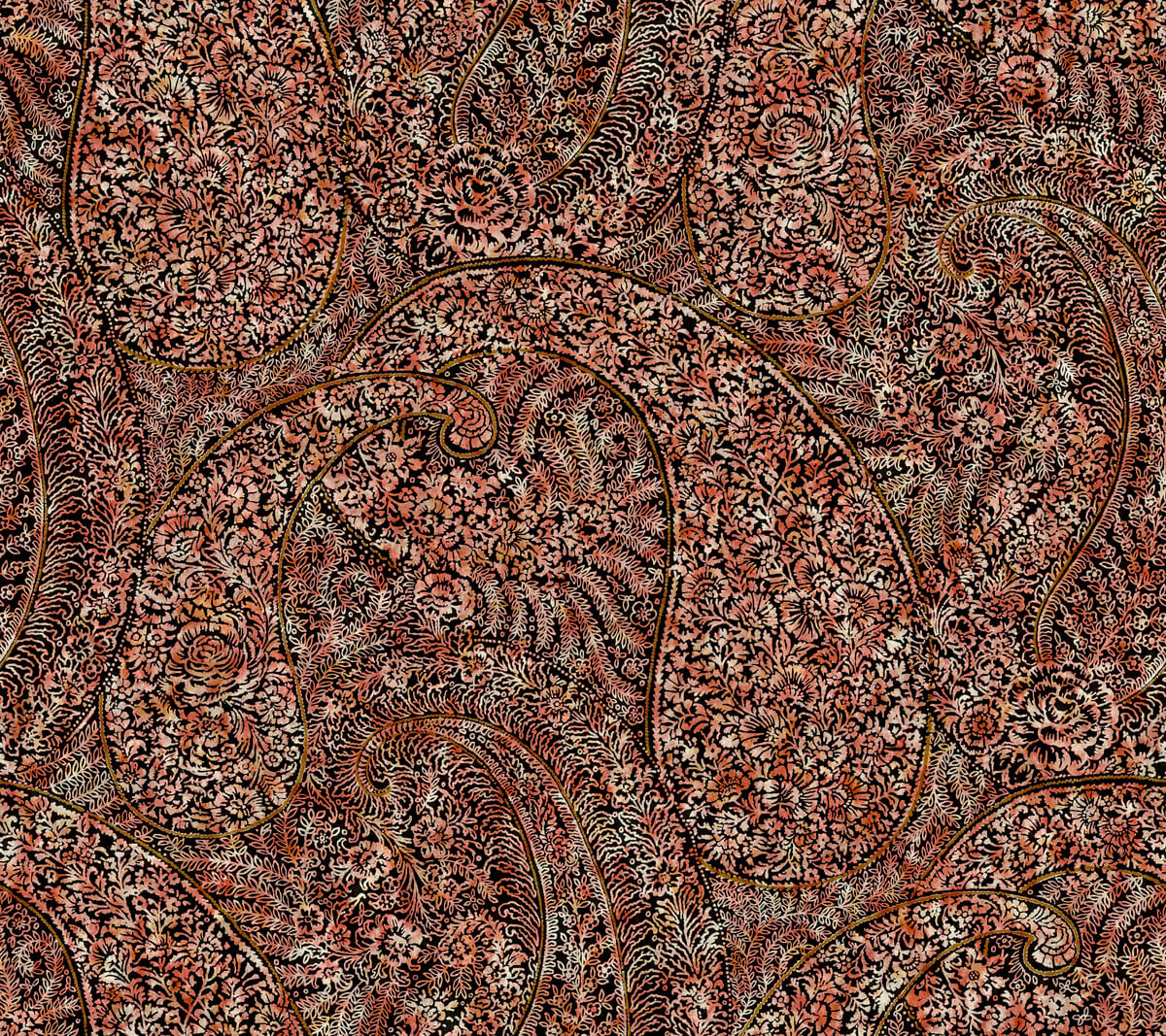 Sample Kashmir Dreams Paisley Wallpaper in Red from the Bohemian Luxe Collection by Antonina Vella